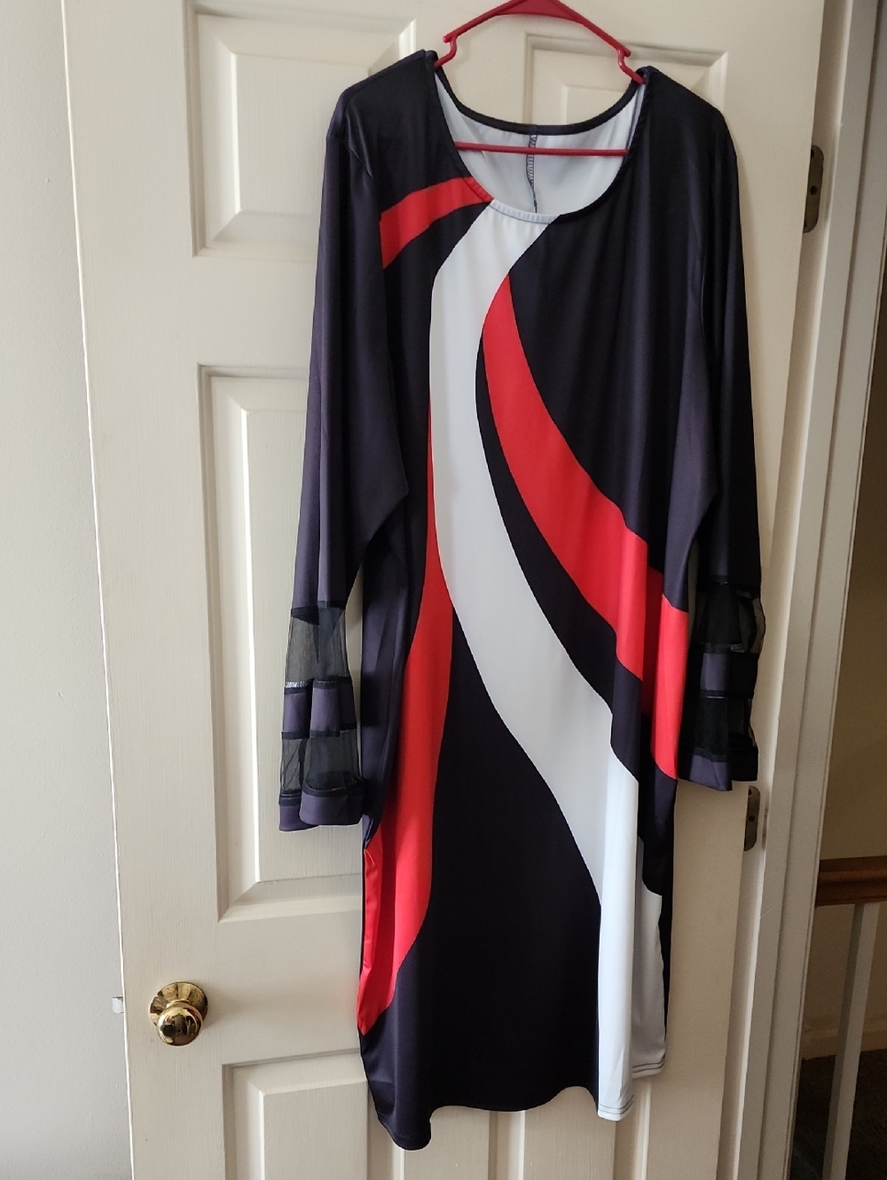 Black, Red & White Colorblock Women's Dress